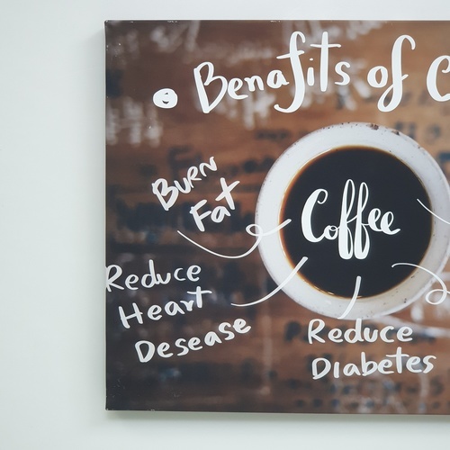 รูปภาพพิมพ์ผ้าใบ Coffee Shop C5040-4 ขนาด 60x40ซม. (ก.xส.) NICE  (ฺBenafits of coffee)