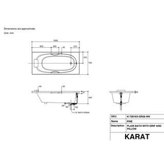 อ่างอาบน้ำธรรมดา รุ่นไพน์ K-75816X-GR58-WK