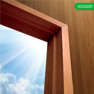 LEOWOOD วงกบประตูไม้ ไม้เนื้อแข็งรวม DURA FRAME (FJL) 90x200ซม. ย้อมแดง