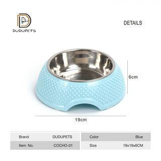 DUDUPETS ชามอาหารสัตว์เลี้ยงสเตนเลส 18.5x6ซม. รุ่น COCHO-01 สีฟ้า