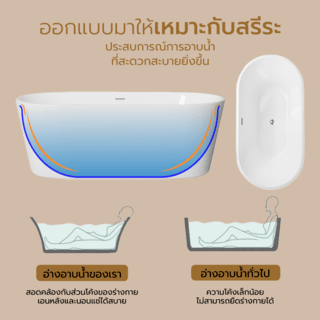 อ่างอาบน้ำตั้งลอยอะครีลิก รุ่น ฮานะ H5225 ขนาด 75x150x60 ซม.