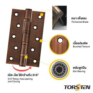 TORSTEN บานพับสเตนเลส 304 5x3x3มม. 2ชิ้น สีทองแดงโบราณ