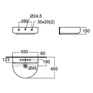 American Standard อ่างล้างหน้าแบบแขวน **ไม่รวมก๊อกน้ำ** รุ่น คอนเซ็ป ดี-เชป TF-0553-WT