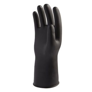ตราม้า ถุงมือยางธรรมชาติ แบบยาว 13 นิ้ว Size M สีดำ (12 คู่/กล่อง)