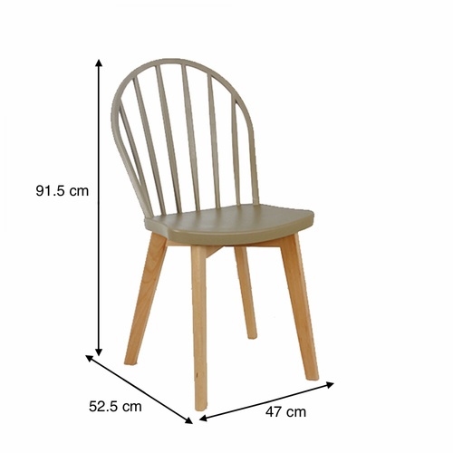 Pulito เก้าอี้พลาสติกขาไม้ PP-698A-GR03 ขนาด 52.5x47x91.5ซม.สีเบจ