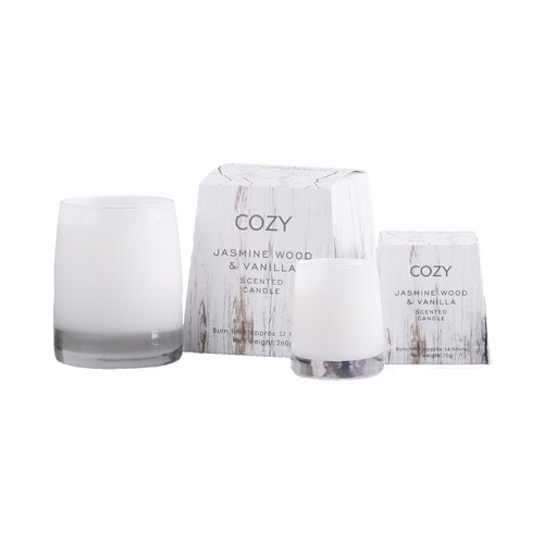 COZY เทียนหอม Jasmine Wood & Vanilla-S 8x7.7ซม.  สีขาว