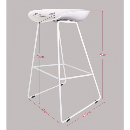  PULITO สตูลสูงขาเหล็ก รุ่น DT1280WH ขนาด 47x48.5x80 ซม. สีขาว