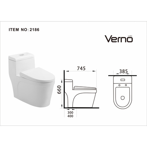 Verno สุขภัณฑ์ชิ้นเดียว แบบกดบน  รุ่น รอคโค VN-2186