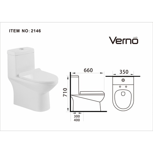 Verno สุขภัณฑ์ชิ้นเดียว แบบกดบน  รุ่น คอสโม VN-2146