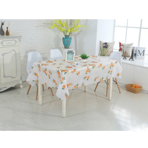 NIBIRU ผ้าปูโต๊ะ EVA 137x152 ซม. DAISY01 ลายดอกไม้ สีส้ม