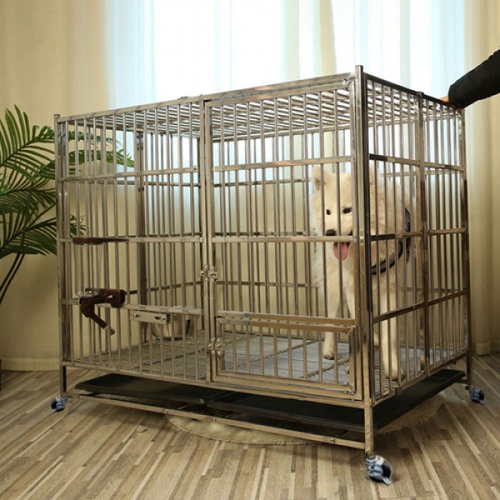 DUDUPETS กรงสเตนเลสสัตว์เลี้ยง รุ่น BY014XL  ขนาด70x108 x85ซม. สีเงิน พร้อมล้อเลื่อนและถาดรอง