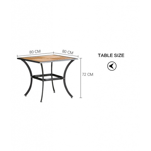 Delicatoโต๊ะสนาม นาด 80×80×72ซม. (เฉพาะโต๊ะ) รุ่น HB09  สีไม้
