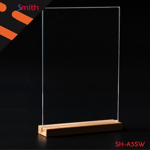 SMITH ป้ายอะคริลิคฐานไม้ A5 แนวตั้ง SH-A5SW ขนาด 15x21cm