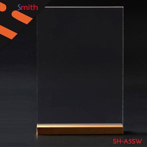 SMITH ป้ายอะคริลิคฐานไม้ A5 แนวตั้ง SH-A5SW ขนาด 15x21cm