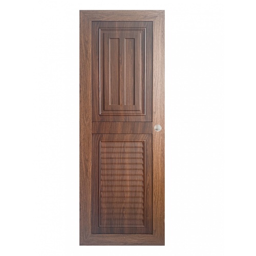 WELLINGTAN  ประตู ABS ลูกฟักพร้อมเกล็ดระบายอากาศขนาด 70x200ซม. Dark Brown  ABS-A14-04 สีน้ำตาลเข้ม