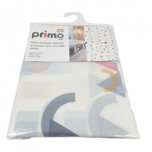 Primo ผ้าม่านห้องน้ำ PEVA ลายกราฟฟิก รุ่น DF020 ขนาด 180x180 ซม. สีแดง