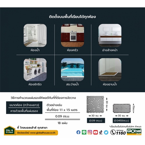 Primo แผ่นกันลื่นPVCลายหินใหญ่ (4ชิ้น/แพ๊ค) รุ่น Mountain BYF001-BU  ขนาด 30×30 ซม. สีน้ำเงิน