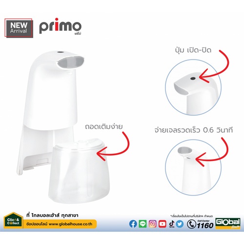 Primo ที่กดสบู่เหลวอัตโนมัต  รุ่น DFXS-19 สีขาว 250ml