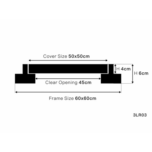 ปืนใหญ่ ฝาปิดท่อระบายน้ำเหลี่ยม รุ่น 3LR03 ขนาด 60x60x6ซม. สีดำ