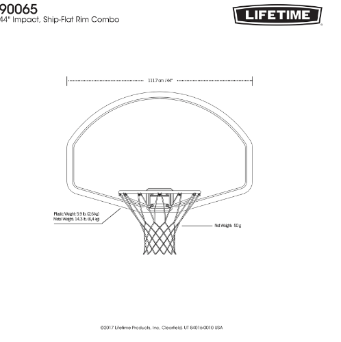 4TEM แป้นบาสเกตบอลติดผนัง LIFE TIME รุ่น 90065 ขนาด 44นิ้ว สีดำ