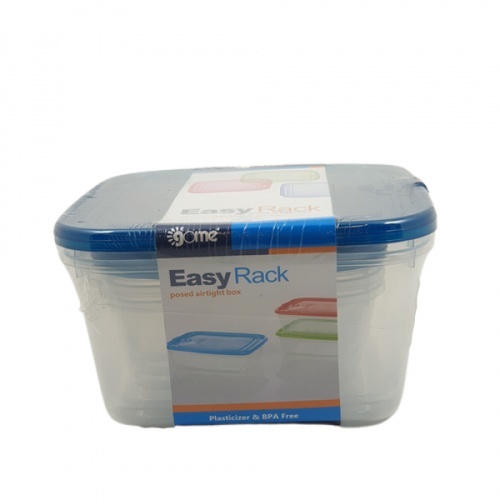 GOME ชุดกล่องอาหารพลาสติกทรงสี่เหลี่ยม 680ML/2000ML 5 ชิ้น/แพ็ค EHLD501 สีน้ำเงิน