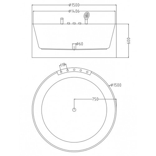 Verno อ่างอาบน้ำ รุ่นออนเซ็น  VN-C3001 ขนาด 1500x1500x60 mm.