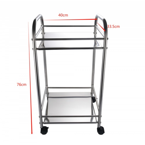 SANE ชั้นวางของสเตนเลสอเนกประสงค์พร้อมล้อ 2ชั้น 40x33.5x76ซม. FIBBA