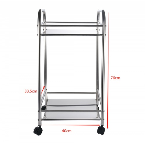 SANE ชั้นวางของสเตนเลสอเนกประสงค์พร้อมล้อ 2ชั้น 40x33.5x76ซม. FIBBA