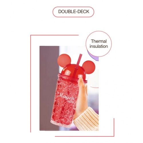 LAMAYON แก้วน้ำแข็งพลาสติก Mickey รุ่น CP10 500ML สีแดง