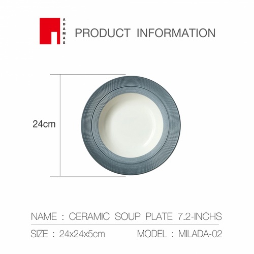 ADAMAS จานซุปเซรามิค 9.2นิ้ว MILADA-02 คละลาย