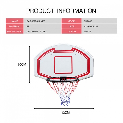 4TEM แป้นบาสเกตบอลติดผนัง 44นิ้ว รุ่น BKT003 สีขาว