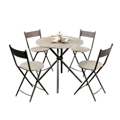 DELICATO ชุดโต๊ะอาหาร 4 ที่นั่ง รุ่น HY1Z4Y โต๊ะ: 80x80x77 ซม. เก้าอี้:34x37x83.5 ซม. สีน้ำตาลอ่อน