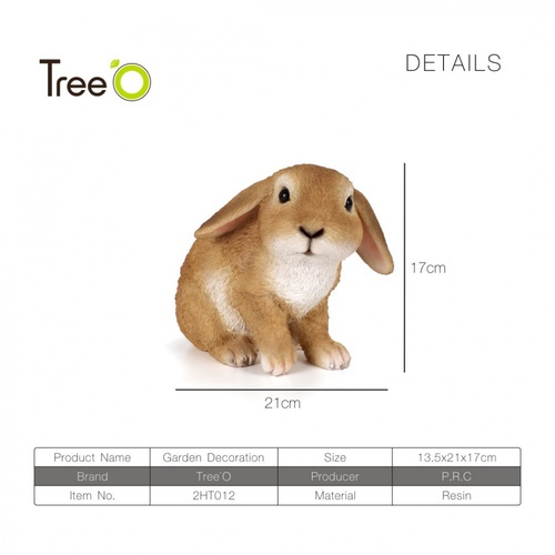 Tree O ตุ๊กตาตกแต่งสวน กระครอบครัวกระต่ายน้อย รุ่น 2HT005 ขนาด9x10.5x22ซม.สีน้ำตาล