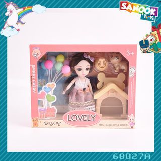 TOYS ของเล่นตุ๊กตาผู้หญิงพร้อมชุดบ้านน้องหมาน่ารัก 6นิ้ว#68027A ขนาด 25x7x20ซม.