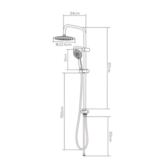 Verno ชุดฝักบัวเรนชาวเวอร์สเตนเลสหัวกลม รุ่น เบอร์ลิน LD-0609 ขนาด 34x34x97ซม. สีดำ