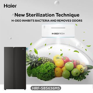 HAIER ตู้เย็น SIDE BY SIDE อินเวอร์เตอร์ ขนาด 21.7Q รุ่น HRF-SBS636MS สีดำ