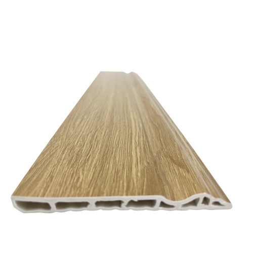 GREAT WOOD ไม้บัวล่าง PVC รุ่น SKG017 90x9x3000 มม. ไม้โอ๊คสีเหลือง