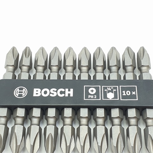 BOSCH ดอกไขควง สีเงิน PH 2-65 มม.(10ดอก/แผง)