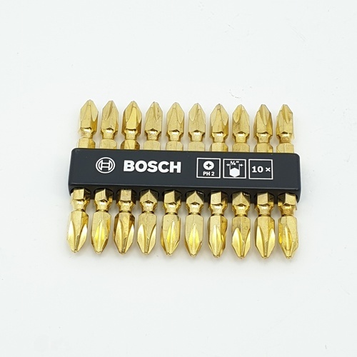 BOSCH ดอกไขควง สีทอง PH 2- 65 มม.(10 ดอก/แผง)