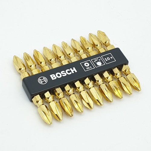 BOSCH ดอกไขควง สีทอง PH 2- 65 มม.(10 ดอก/แผง)