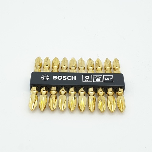 BOSCH ดอกไขควง สีทอง PH 2- 65 มม.(10 ดอก/แผง)