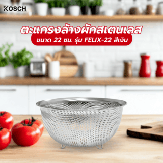 KOSCH ตะแกรงล้างผักสเตนเลส 22 ซม. FELIX-22 สีเงิน