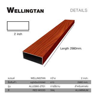 WELLINGTAN อะลูมิเนียมโปรไฟล์ ALU2980-2T01 2”x 298ซม. Red Wood