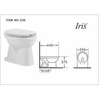 Iris สุขภัณฑ์นั่งราบแบบราดน้ำ ฝาปิดนุ่ม รุ่น ลินดา IR-C28