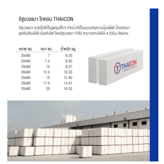 ไทคอน อิฐมวลเบา ขนาด 20x60x7 ซม.