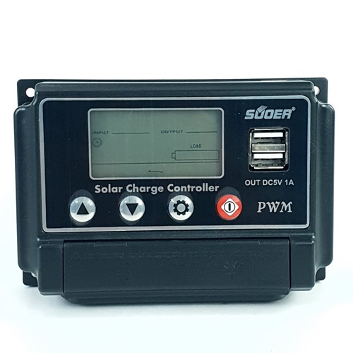 SUOER อุปกรณ์ควบคุมการชาร์จแผงโซลาร์ รุ่น PWM ST-W1230 30A 12V/24V