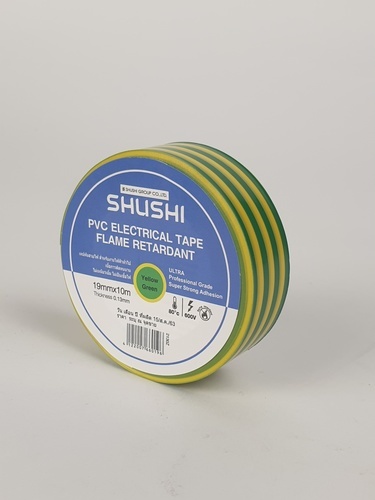 SHUSHIเทปพันสายไฟทั่วไป (รุ่นประหยัด) ¾”0.13mm ยาว 10m รุ่น 2130Z-109 yellow/green