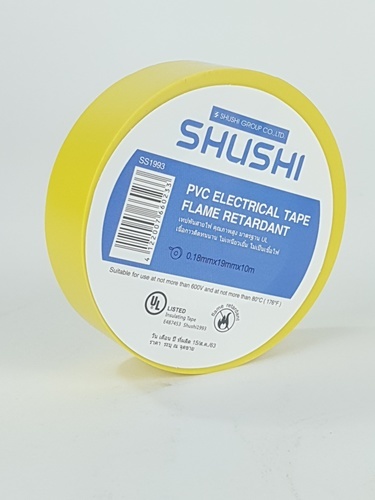 SHUSHI เทปพันสายไฟทั่วไป ¾” 0.18mm ยาว 10m รุ่น SS1993-104 yellow