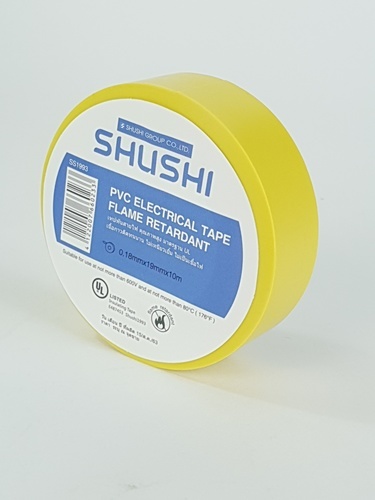 SHUSHI เทปพันสายไฟทั่วไป ¾” 0.18mm ยาว 10m รุ่น SS1993-104 yellow