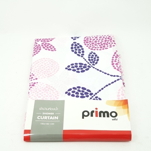 Primo ม่านห้องน้ำโพลีเอสเตอร์ ลายใบไม้ รุ่น HST0373 ขนาด 180x180 ซม. สีม่วง